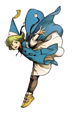 Coco voando com sua capa azul